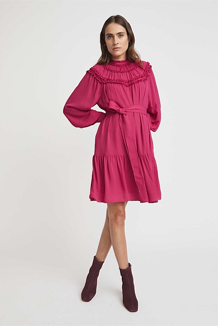 Raspberry Ruffle Mini Dress - Women's ...